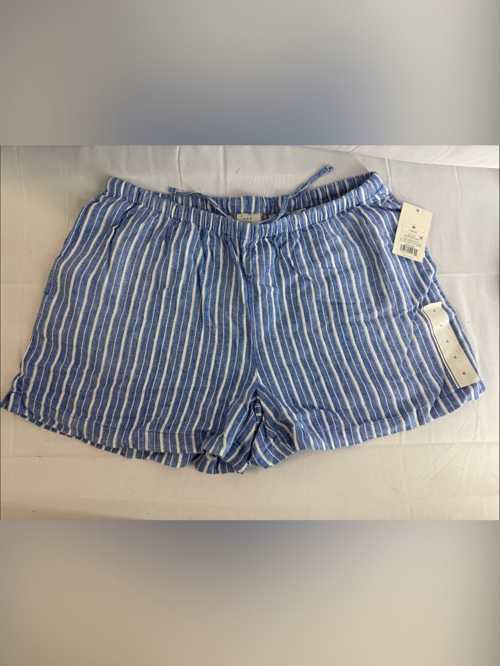 a new day Blue and White Striped Women’s Drawstring Lounge Shorts